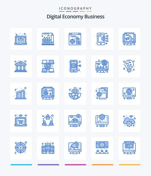 Creative Digital Economy Business Blue Icon Pack Web Computer Digital —  Vetores de Stock