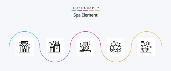 Spa Element Line Icon Pack Including Game Wiping Burner Sponges — Wektor stockowy