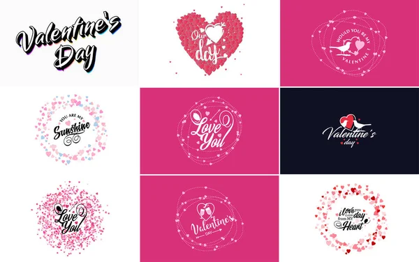 Happy Valentine Day Typography Poster Handwritten Calligraphy Text Isolated White — 图库矢量图片