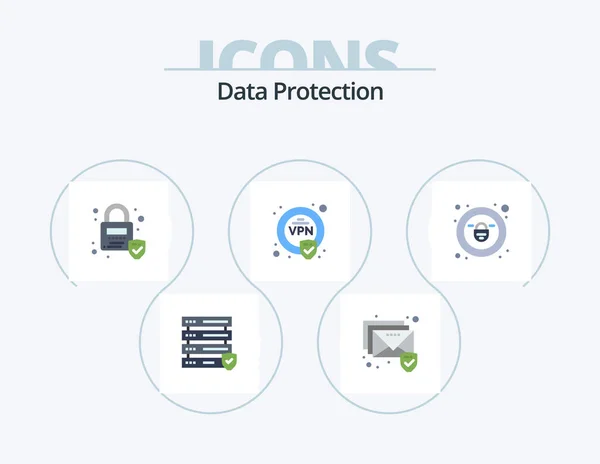 Data Protection Flat Icon Pack Icon Design Security Security Lock — Wektor stockowy