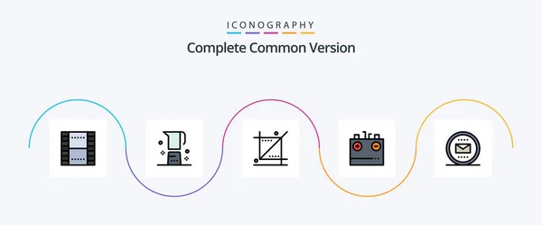 Complete Common Version Line Filled Flat Icon Pack Including Charging — Stockvektor