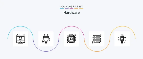 Hardware Line Icon Pack Including Cable Chip Adapter Server —  Vetores de Stock