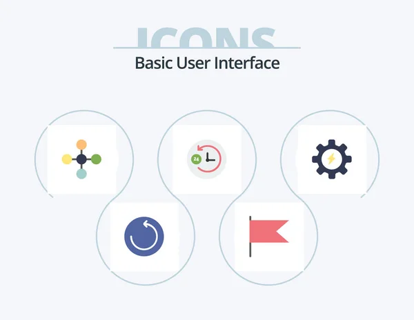 Basic Flat Icon Pack Icon Design Process Network Gear Support — Stock vektor