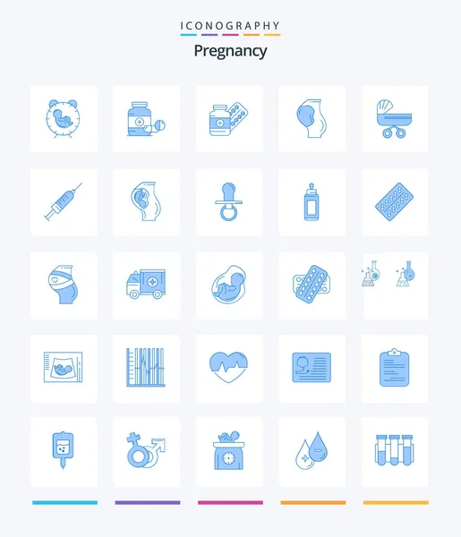 Creative Pregnancy Blue Icon Pack Baby Fetus Drugs Obstetrics Pregnant — Stock vektor