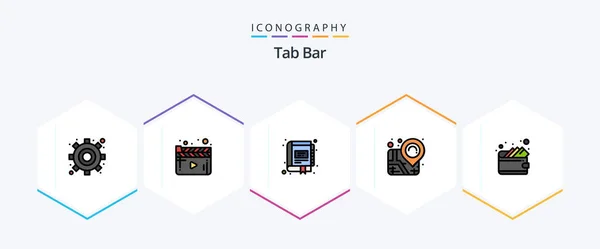Tab Bar Filledline Icon Pack Including Wallet Cash Digital Pin — 图库矢量图片