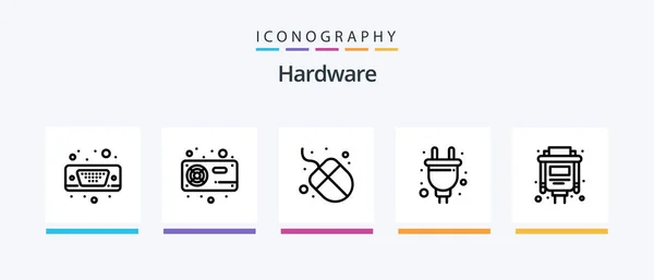 Hardware Line Icon Pack Including Player Port Hardware Laptop Creative — 图库矢量图片