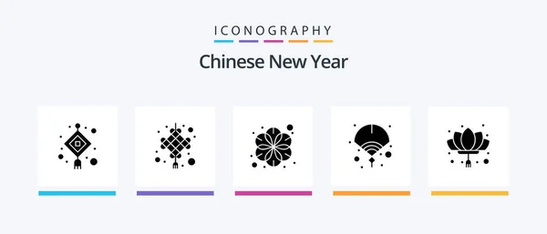 Chinese New Year Glyph Icon Pack Including Chinese Year Chinese — Stockvektor