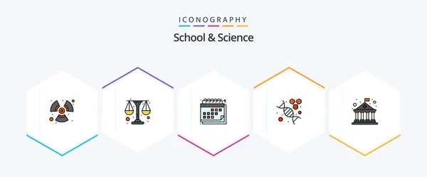 School Science Filledline Icon Pack Including Building Molecuel Appointment Science — Stockvector