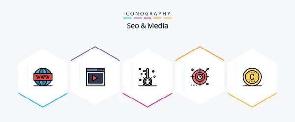 Seo Media Filledline Icon Pack Including Media Audience Media Page — Stock Vector