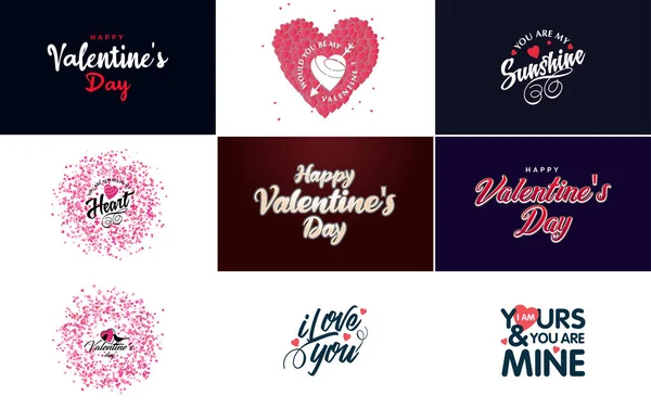 Happy Valentine Day Typography Design Heart Shaped Balloon Gradient Color — Vector de stock