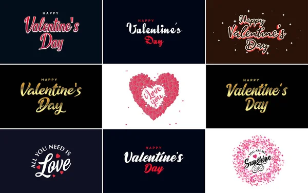 Happy Valentine Day Typography Poster Handwritten Calligraphy Text Isolated White — Vector de stock