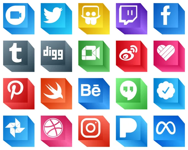 Social Media Icons Icons Pack Likee China Tumblr Sina Icons — Stockvector