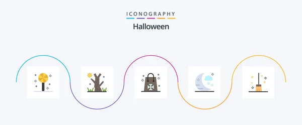Halloween Flat Icon Pack Including Witch Broom Broomstick Halloween Broom — Vetor de Stock