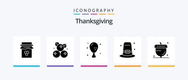 Thanksgiving Glyph Icon Pack Including Thanksgiving Hat Thanksgiving Garden Leg — Image vectorielle