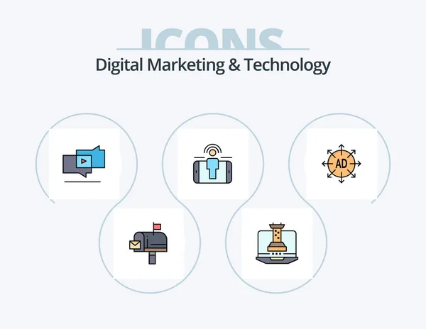 Digital Marketing Technology Line Filled Icon Pack Icon Design Model — Stockvector
