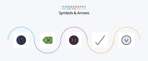 Symbols Arrows Line Filled Flat Icon Pack Including Check Circle — Stockvector