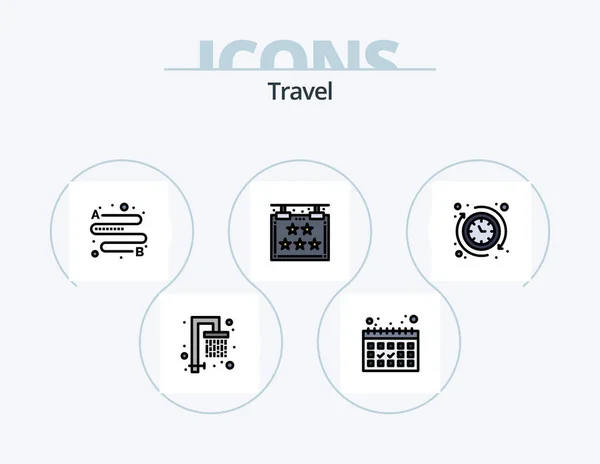 Travel Line Filled Icon Pack Icon Design Luggage Vacation Bags — Stockvektor