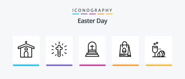Easter Line Icon Pack Including Nature Drink Location Easter Glass — Vettoriale Stock