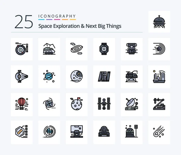 Space Exploration Next Big Things Line Filled Icon Pack Including — Vector de stock