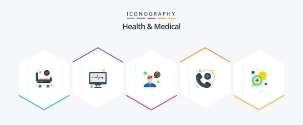 Health Medical Flat Icon Pack Including Support Medical Consultation Communication — 图库矢量图片