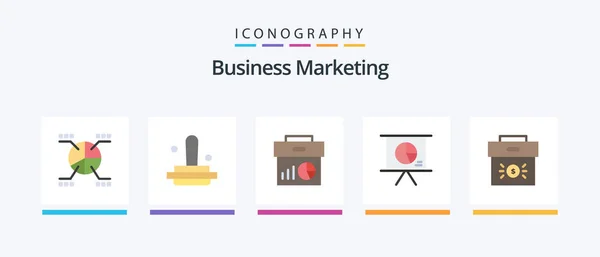 Business Marketing Flat Icon Pack Including Presentation Business Stamp Marketing — Vettoriale Stock