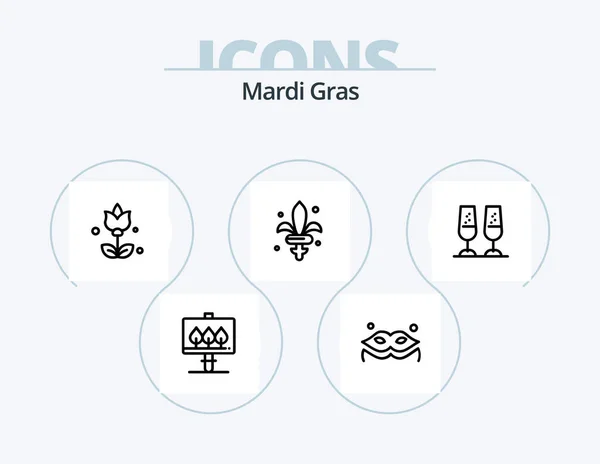 Mardi Gras Line Icon Pack Icon Design Sign Heart Lollipop — Stockový vektor