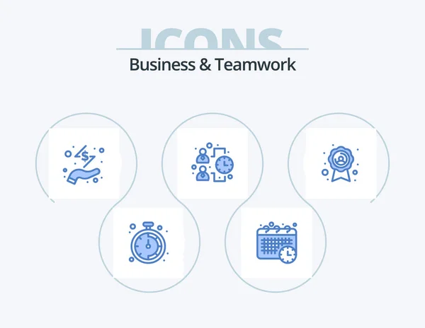 Business Teamwork Blue Icon Pack Icon Design Ribbon Badge Cash — Stockvector