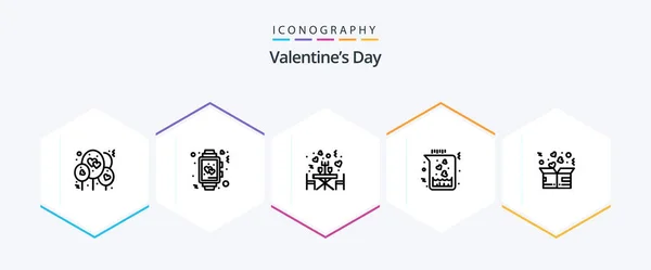 Valentines Day Line Icon Pack Including Donation Love Dinner Heart — Stockvector