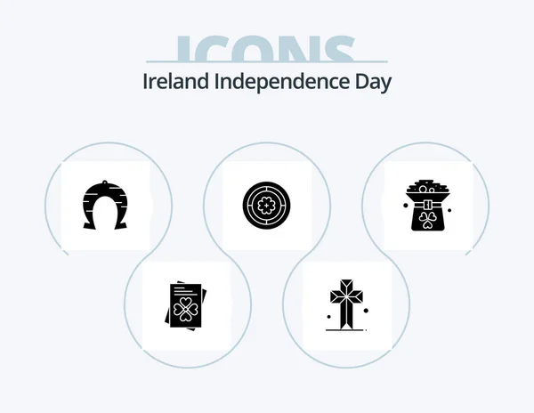 Ireland Independence Day Glyph Icon Pack Icon Design Coin Sunflower — Stockvektor