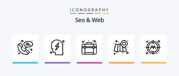 Seo Web Line Icon Pack Including Www Web Network Seo — Stockový vektor