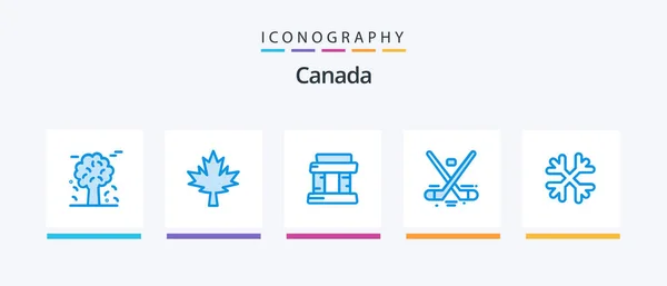 Canada Blue Icon Pack Including Snow Flakes Olympics Landmark Ice — Vetor de Stock