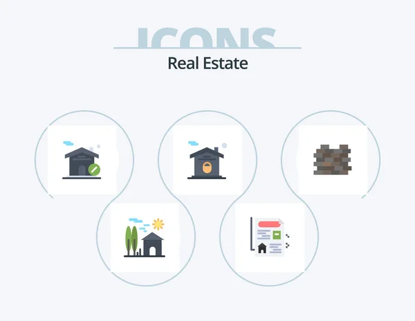 Real Estate Flat Icon Pack Icon Design Real Estate Construction — Vettoriale Stock
