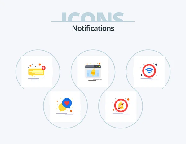 Notifications Flat Icon Pack Icon Design Wifi Notification Message Notice — Stock Vector