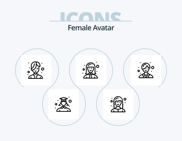 Female Avatar Line Icon Pack Icon Design Lady Cashier Graduation — Archivo Imágenes Vectoriales