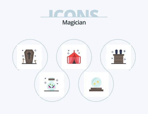 Magician Flat Icon Pack Icon Design Magic Trick Fair Star — Archivo Imágenes Vectoriales