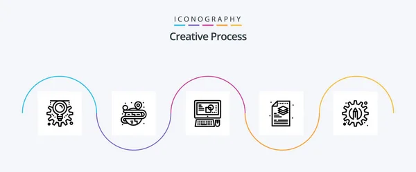 Creative Process Line Icon Pack Including Process Computer File Creative — Wektor stockowy