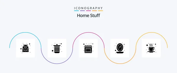 Home Stuff Glyph Icon Pack Including Cup Gas Display Interior — Wektor stockowy