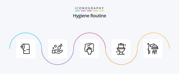 Hygiene Routine Line Icon Pack Including Clean Washroom Hand Toilet — Stockvector