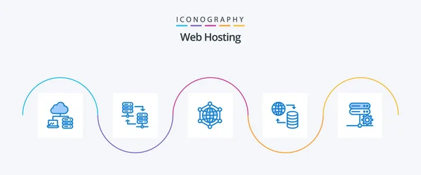 Web Hosting Blue Icon Pack Including Network Web Data Service — Stockvector