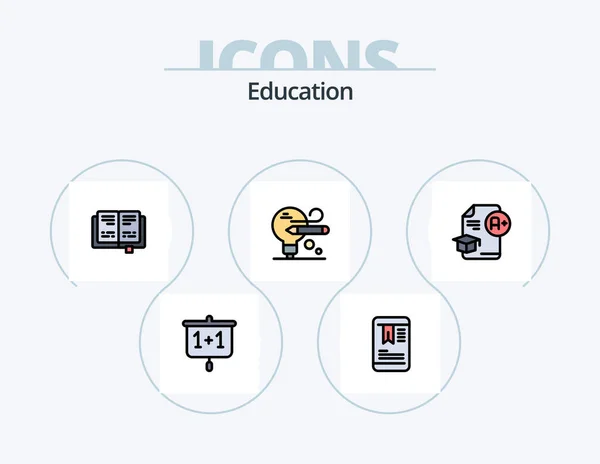 Education Line Filled Icon Pack Icon Design Book Mobile Book — Wektor stockowy
