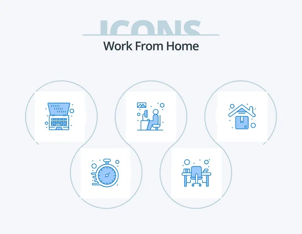 Work Home Blue Icon Pack Icon Design Working User Workstation — Stockvector
