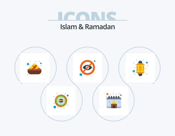 Islam Ramadan Flat Icon Pack Icon Design Islam Hide Food — Stok Vektör