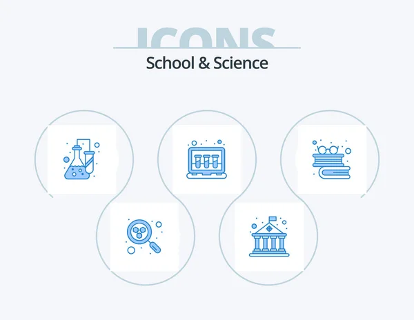 School Science Blue Icon Pack Icon Design Glasses Tubes Chemistry — Stockvector