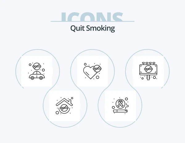 Quit Smoking Line Icon Pack Icon Design Stubbed Cigarette Tobacco — Vetor de Stock