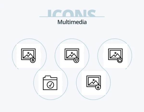 Multimedia Line Icon Pack Icon Design Image Delete — Stockvector