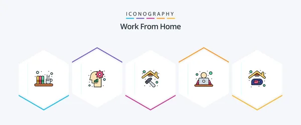 Work Home Filledline Icon Pack Including Home Worker User Working — Vector de stock