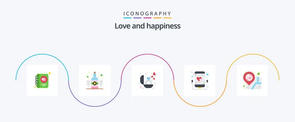 Love Flat Icon Pack Including Love Music Engagement Mobile Listen — Vetor de Stock