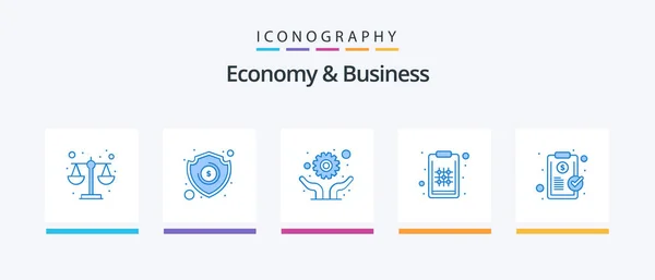 Economy Business Blue Icon Pack Including Clip Development Strategy Management — Vector de stock