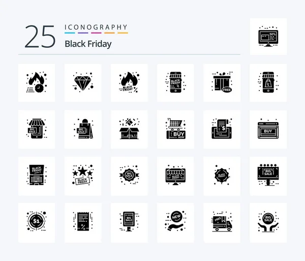 Black Friday Solid Glyph Icon Pack Including Christmas Online Premium — Image vectorielle