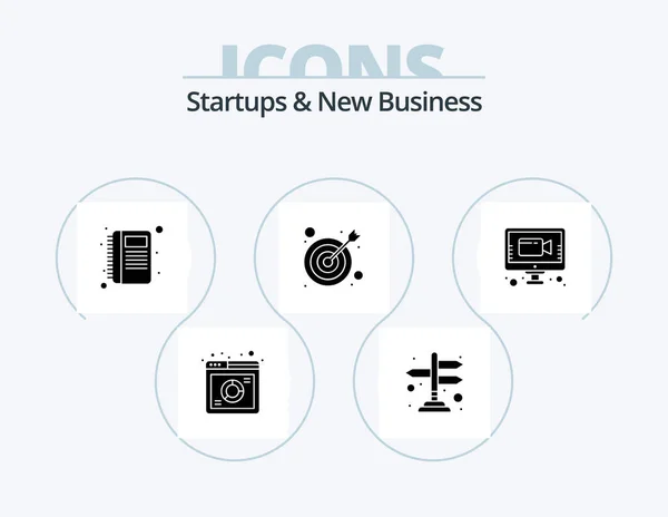 Startups New Business Glyph Icon Pack Icon Design Video Chat — Stockvektor